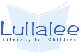 A blue and white logo for the bullalei literacy for children program.