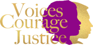 The logo of voices courage justice with transparent background